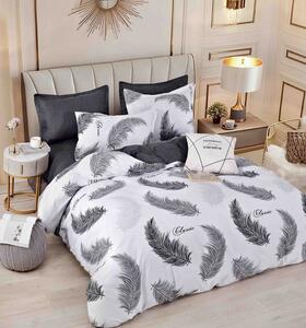 (1+1 GRATIS) Lenjerie de pat DUBLU, cu 6 PIESE, model cu 2 FETE, din FINET GROS (cod JF-209)