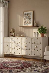 Moka komód, fehér-travertin, 150 cm – TR555CHM1740
