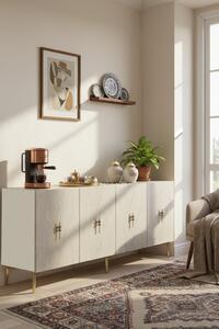 Komód, fehér-travertin, 180 cm – TR555CHM1735