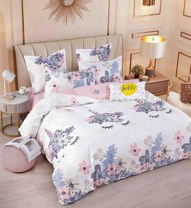 (1+1 GRATIS) Lenjerie de pat DUBLU, cu 6 PIESE, model cu 2 FETE, din FINET GROS (cod JF-207)