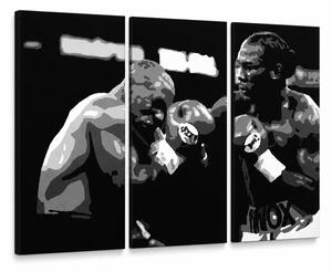 Tablou POP ART pictat manual Tyson vs. Lewis 3 buc cutie - 150x100 cm