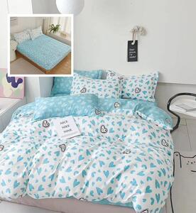 (1+1 GRATIS) Lenjerie de pat DUBLU (cearsaf cu ELASTIC), model cu 2 FETE, cu 6 PIESE din FINET GROS (cod ST-226)