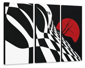 Pictate manual POP Art abstract tablă de șah pictura 3 bucăți fl - 60x40 cm