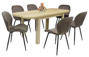 Set masă extensibilă Roma Stejar cu 6 Scaune Opal Maro