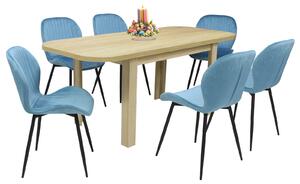 Set masă extensibilă Roma Stejar cu 6 Scaune Opal Blue