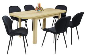 Set masă extensibilă Roma Stejar cu 6 Scaune Opal Negru