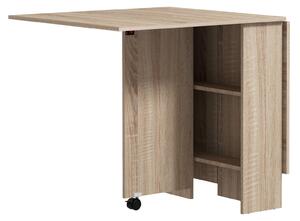 HOMCOM Masă Pliabilă Multifuncțională, Rafturi și Rotile, Bucătărie, Design Compact | Aosom Romania