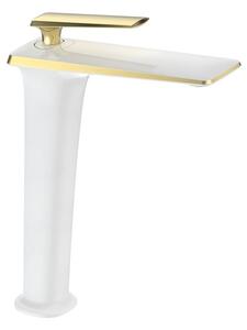 Mexen Purus baterie de chiuvetă înaltă, albă/aurie - 745810-25