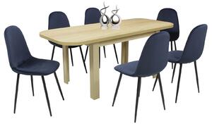 Set masă extensibilă Roma Stejar cu 6 Scaune Rya Bleumarin