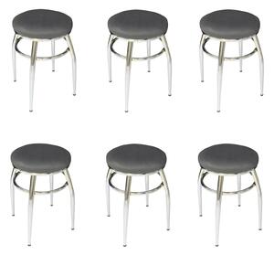 Set 6 Scaune Tip Taburet Parker Gri Închis