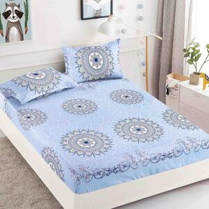 Set 3 PIESE: Husa (cearsaf) cu ELASTIC, plus DOUA fete perna, pentru pat DUBLU, din FINET GROS (cod JHF-186-BF)