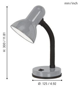 Lampă de birou Basic1 E27 max. 1x40W, cu întrerupător, argintiu
