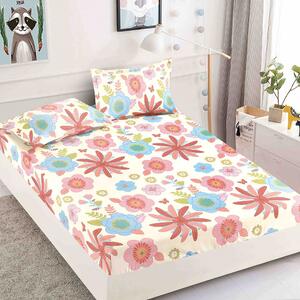 Set 3 PIESE: Husa (cearsaf) cu ELASTIC, plus DOUA fete perna, pentru pat DUBLU, din FINET GROS (cod JHF-196-BF)