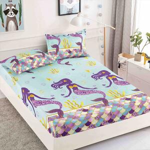 Set 3 PIESE: Husa (cearsaf) cu ELASTIC, plus DOUA fete perna, pentru pat DUBLU, din FINET GROS (cod JHF-219-BF)