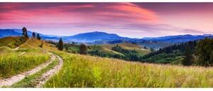 Fototapet panoramic vlies cu natură cu auroră boreală 375 x 150 cm