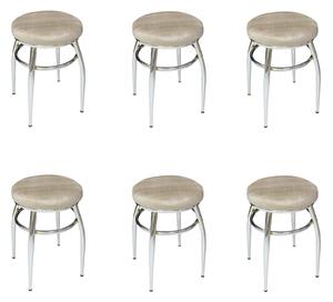 Set 6 Scaune Tip Taburet Parker Crem Închis