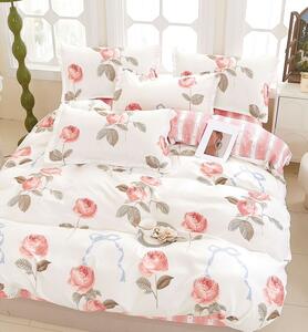 Lenjerie de pat DUBLU, model cu 2 FETE, cu 6 PIESE din FINET GROS (cod SR-566-BF)