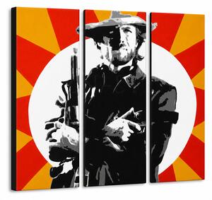 Tablou POP ART pictat manual Clint Eastwood 3 bucăți ce2 - 60x40 cm