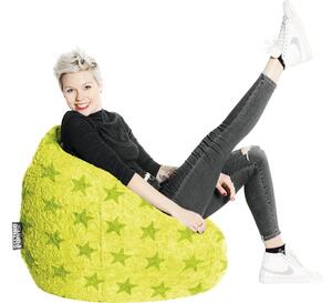 Fotoliu puf beanbag Sitting Point Fluffy Stars XL verde 70x110 cm