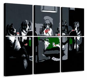 Tablou POP ART pictat manual DOGS 6 bucăți câini - 90x60 cm