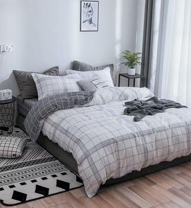 Lenjerie de pat DUBLU, model cu 2 FETE, cu 4 PIESE din BUMBAC SATINAT SUPERIOR (cod SA-669-BF)