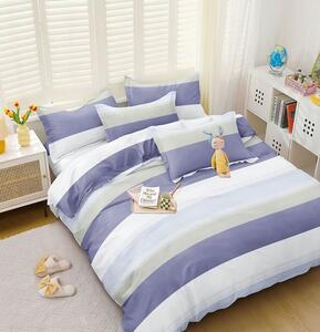 Lenjerie de pat DUBLU, model cu 2 FETE, cu 4 PIESE din BUMBAC SATINAT SUPERIOR (cod SA-671-BF)