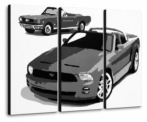 Tablou POP ART pictat manual FORD MUSTANG 3 bucăți fm2 - 60x40 cm