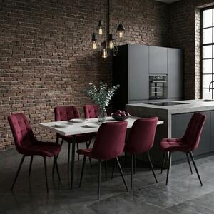 Set masă extensibilă Lisabona Albă cu 6 Scaune Onix Bordo