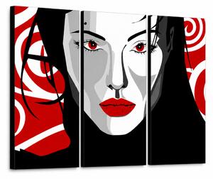 Tablou POP ART pictat manual frumos FEMEIE 3 bucăți nwoman - 60x40 cm
