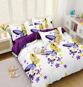 Lenjerie de pat DUBLU, model cu 2 FETE, cu 4 PIESE din BUMBAC SATINAT SUPERIOR (cod SA-688-BF)