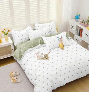 Lenjerie de pat DUBLU, model cu 2 FETE, cu 4 PIESE din BUMBAC SATINAT SUPERIOR (cod SA-690-BF)
