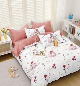 Lenjerie de pat DUBLU, model cu 2 FETE, cu 4 PIESE din BUMBAC SATINAT SUPERIOR (cod SA-685-BF)