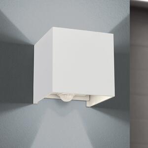ORION Aplică LED pentru exterior Cube-S, alb, metal, detector de mișcare, Alb, Aluminiu, Modern, Priză de perete sus / jos