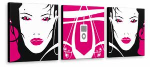 Tablou POP ART pictat manual I-GIRL 3 bucăți pw - 150x50 cm