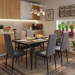 Set masă extensibilă Lisabona Wenge cu 6 Scaune Oscar Gri