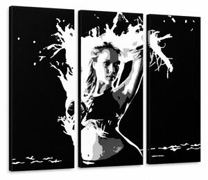 Tablou POP ART pictat manual Jessica Alba 3 piese de sine - 60x40 cm