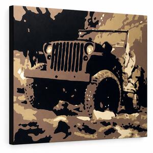 Tablou POP ART pictat manual JEEP 1 buc jeep - 150x100 cm