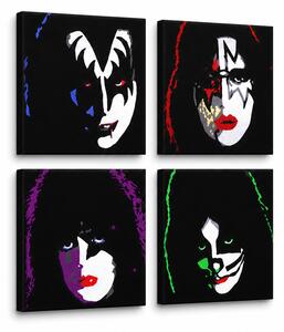 Tablou POP ART pictat manual Kiss 4 bucăți sărut - 60x60 cm