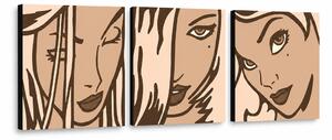 Tablou POP ART pictat manual LICHTENSTEIN 3 bucăți li2 - 150x50 cm