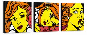 Tablou POP ART pictat manual LICHTENSTEIN 3 buc li7 - 150x50 cm