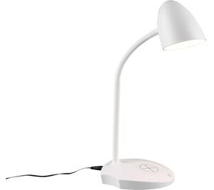 Lampă de birou cu LED integrat Load 4W 480 lumeni, alb, încărcător smartphone cu inducție