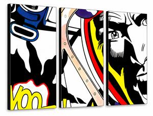 Tablou POP ART pictat manual LICHTENSTEIN 3 bucăți li - 60x40 cm