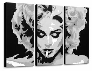 Tablou POP ART pictat manual MADONNA 3 bucăți ma2 - 60x40 cm