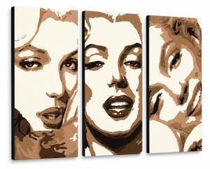Tablou POP ART pictat manual Marilyn MONROE 3 bucăți mon1 - 60x40 cm