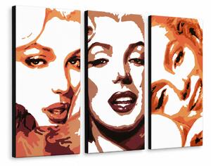 Tablou POP ART pictat manual Marilyn Monroe 3 bucăți mon2 - 60x40 cm