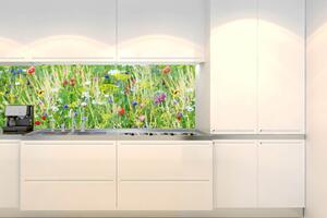 Fototapet pentru bucătărie - pajiște cu flori 180 x 60 cm
