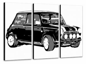 Tablou POP ART pictat manual MINI COOPER 3 piese mini - 60x40 cm