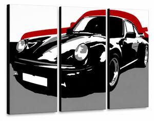 Tablou POP ART pictat manual PORSCHE 911 3 bucăți por5 - 60x40 cm
