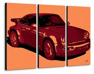 Tablou POP ART pictat manual PORSCHE 911 3 bucăți por - 60x40 cm