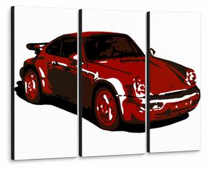 Tablou POP ART pictat manual PORSCHE 911 3 bucăți por2 - 60x40 cm